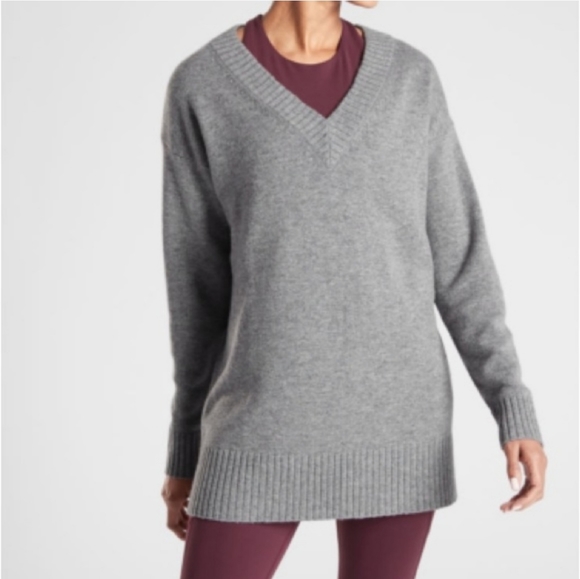 Athleta Vital V Neck Wool Cashmere Tunic Sweater Small - Picture 1 of 9